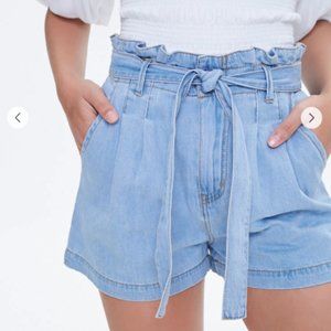 forever 21 paperbag denim shorts